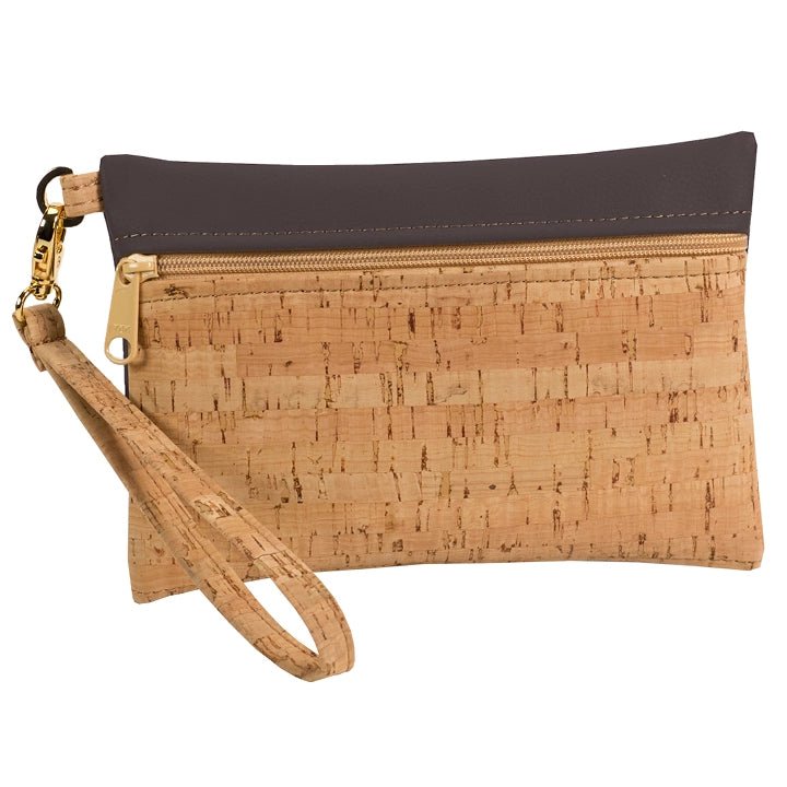 Small Wristlet | Rustic Cork + Faux Leather - Gentle Nudges